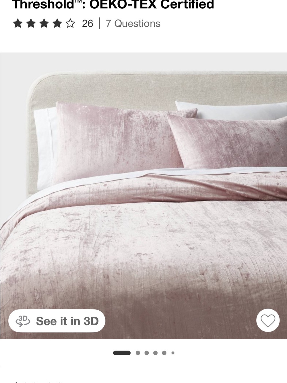 Used Threshold Velvet Crushed Duvet Cover Set - Lavender Color in Good condition